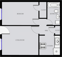 Jack Pine - One Bedroom / One Bath - 534 Sq. Ft.*