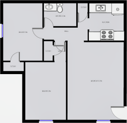 Virginia Pine - Two Bedroom / One Bath - 849 Sq.Ft.*